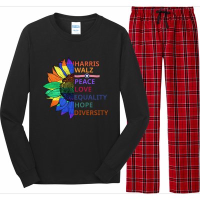 Kamala Harris Tim Walz 2024 Peace Lgbt Harris Walz Waltz Gift Long Sleeve Pajama Set