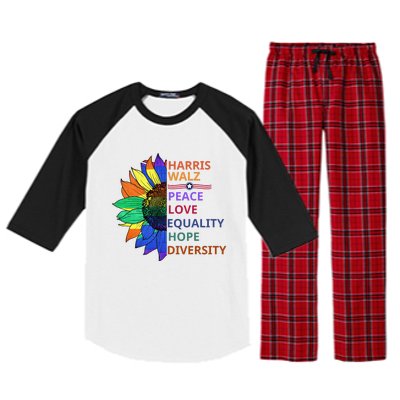 Kamala Harris Tim Walz 2024 Peace Lgbt Harris Walz Waltz Gift Raglan Sleeve Pajama Set