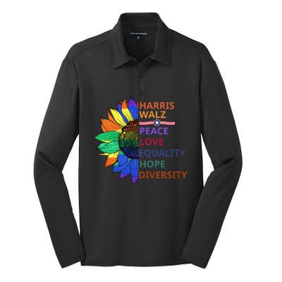 Kamala Harris Tim Walz 2024 Peace Lgbt Harris Walz Waltz Gift Silk Touch Performance Long Sleeve Polo