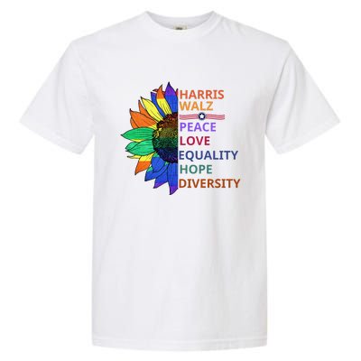 Kamala Harris Tim Walz 2024 Peace Lgbt Harris Walz Waltz Gift Garment-Dyed Heavyweight T-Shirt