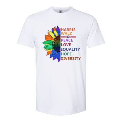 Kamala Harris Tim Walz 2024 Peace Lgbt Harris Walz Waltz Gift Softstyle® CVC T-Shirt