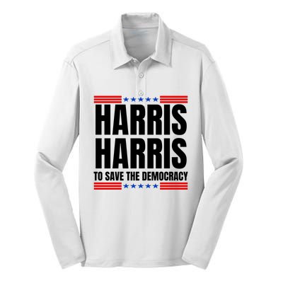 Kamala Harris To Save The Democracy Silk Touch Performance Long Sleeve Polo