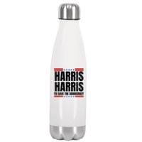 Kamala Harris To Save The Democracy Stainless Steel Insulated Water Bottle