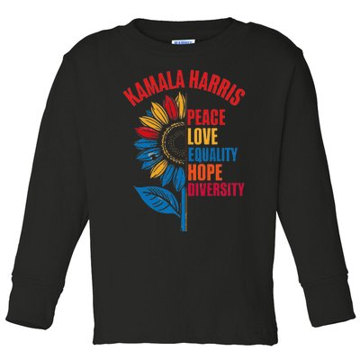 Kamala Harris Tim Walz 2024 Peace Lgbt Harris Walz Waltz Toddler Long Sleeve Shirt