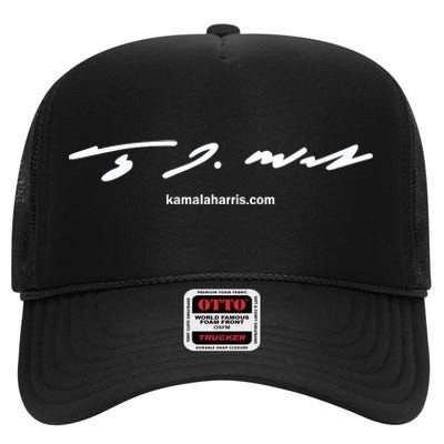 Kamala Harris Tim Walz Signature High Crown Mesh Back Trucker Hat