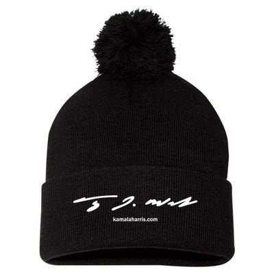 Kamala Harris Tim Walz Signature Pom Pom 12in Knit Beanie