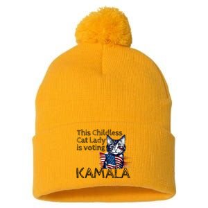 Kamala Harris This Crazy Cat Lady Is Voting Kamala Pom Pom 12in Knit Beanie