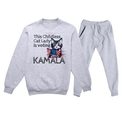 Kamala Harris This Crazy Cat Lady Is Voting Kamala Premium Crewneck Sweatsuit Set