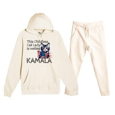 Kamala Harris This Crazy Cat Lady Is Voting Kamala Premium Hooded Sweatsuit Set