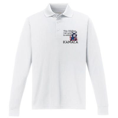 Kamala Harris This Crazy Cat Lady Is Voting Kamala Performance Long Sleeve Polo