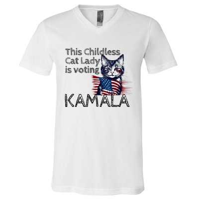 Kamala Harris This Crazy Cat Lady Is Voting Kamala V-Neck T-Shirt