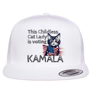 Kamala Harris This Crazy Cat Lady Is Voting Kamala Flat Bill Trucker Hat