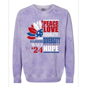 Kamala Harris Tim Walz 2024 Peace Lgbt Harris Waltz 2024 Colorblast Crewneck Sweatshirt