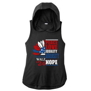 Kamala Harris Tim Walz 2024 Peace Lgbt Harris Waltz 2024 Ladies PosiCharge Tri-Blend Wicking Draft Hoodie Tank