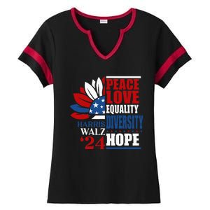 Kamala Harris Tim Walz 2024 Peace Lgbt Harris Waltz 2024 Ladies Halftime Notch Neck Tee