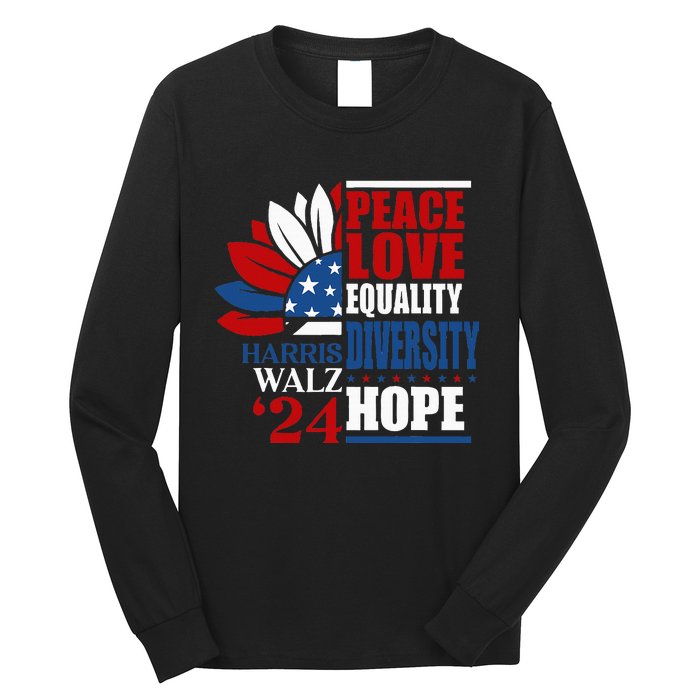 Kamala Harris Tim Walz 2024 Peace Lgbt Harris Waltz 2024 Long Sleeve Shirt