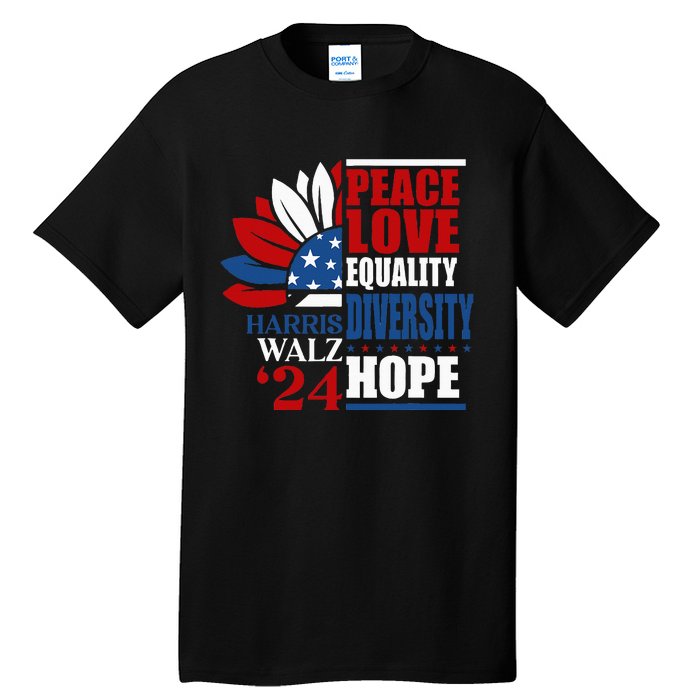 Kamala Harris Tim Walz 2024 Peace Lgbt Harris Waltz 2024 Tall T-Shirt