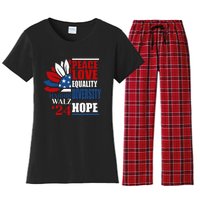 Kamala Harris Tim Walz 2024 Peace Lgbt Harris Waltz 2024 Women's Flannel Pajama Set