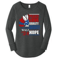 Kamala Harris Tim Walz 2024 Peace Lgbt Harris Waltz 2024 Women's Perfect Tri Tunic Long Sleeve Shirt