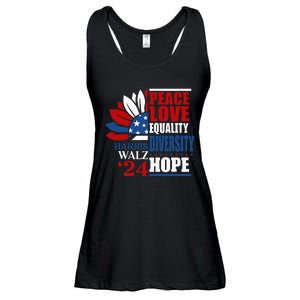 Kamala Harris Tim Walz 2024 Peace Lgbt Harris Waltz 2024 Ladies Essential Flowy Tank