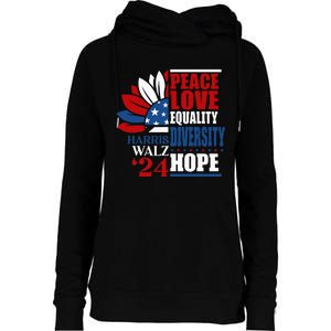 Kamala Harris Tim Walz 2024 Peace Lgbt Harris Waltz 2024 Womens Funnel Neck Pullover Hood