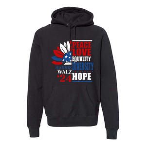 Kamala Harris Tim Walz 2024 Peace Lgbt Harris Waltz 2024 Premium Hoodie