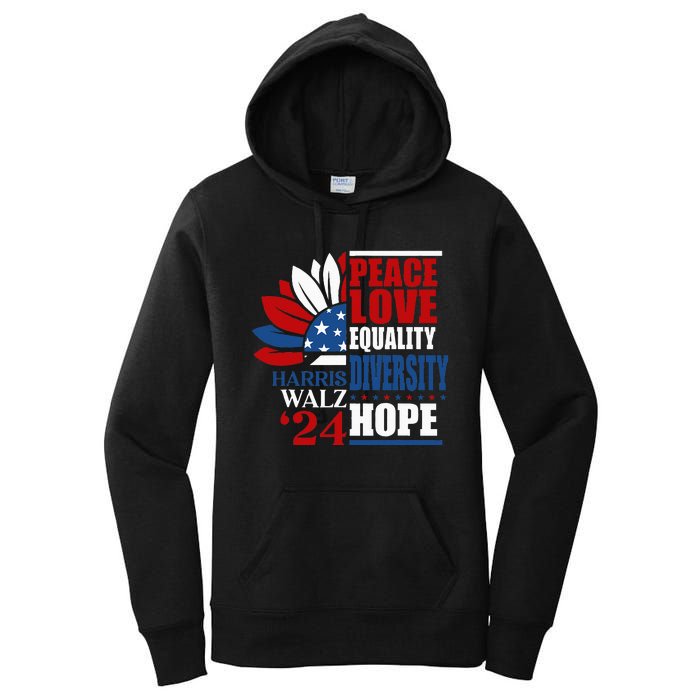 Kamala Harris Tim Walz 2024 Peace Lgbt Harris Waltz 2024 Women's Pullover Hoodie