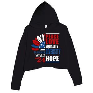 Kamala Harris Tim Walz 2024 Peace Lgbt Harris Waltz 2024 Crop Fleece Hoodie