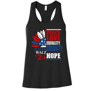 Kamala Harris Tim Walz 2024 Peace Lgbt Harris Waltz 2024 Women's Racerback Tank