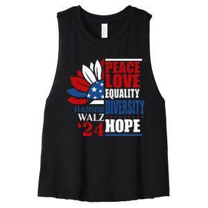 Kamala Harris Tim Walz 2024 Peace Lgbt Harris Waltz 2024 Women's Racerback Cropped Tank