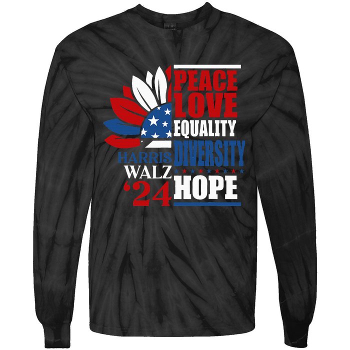 Kamala Harris Tim Walz 2024 Peace Lgbt Harris Waltz 2024 Tie-Dye Long Sleeve Shirt