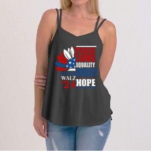 Kamala Harris Tim Walz 2024 Peace Lgbt Harris Waltz 2024 Women's Strappy Tank