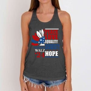 Kamala Harris Tim Walz 2024 Peace Lgbt Harris Waltz 2024 Women's Knotted Racerback Tank