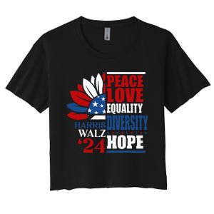 Kamala Harris Tim Walz 2024 Peace Lgbt Harris Waltz 2024 Women's Crop Top Tee