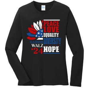 Kamala Harris Tim Walz 2024 Peace Lgbt Harris Waltz 2024 Ladies Long Sleeve Shirt