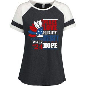 Kamala Harris Tim Walz 2024 Peace Lgbt Harris Waltz 2024 Enza Ladies Jersey Colorblock Tee