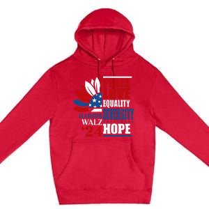 Kamala Harris Tim Walz 2024 Peace Lgbt Harris Waltz 2024 Premium Pullover Hoodie