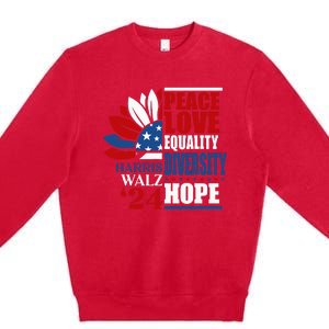 Kamala Harris Tim Walz 2024 Peace Lgbt Harris Waltz 2024 Premium Crewneck Sweatshirt