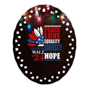 Kamala Harris Tim Walz 2024 Peace Lgbt Harris Waltz 2024 Ceramic Oval Ornament