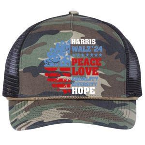 Kamala Harris Tim Walz 2024 Peace Lgbt Harris Walz Waltz Retro Rope Trucker Hat Cap