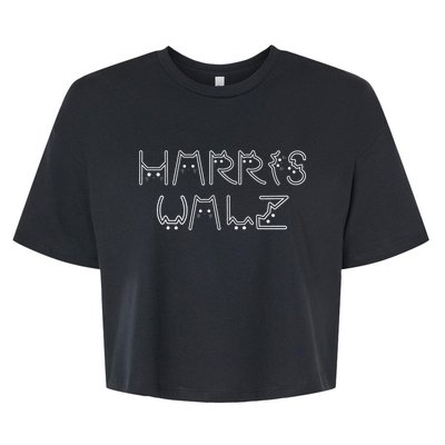 Kamala Harris Tim Walz Waltz Cat Letter Font Design 2024 Bella+Canvas Jersey Crop Tee