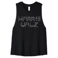 Kamala Harris Tim Walz Waltz Cat Letter Font Design 2024 Women's Racerback Cropped Tank