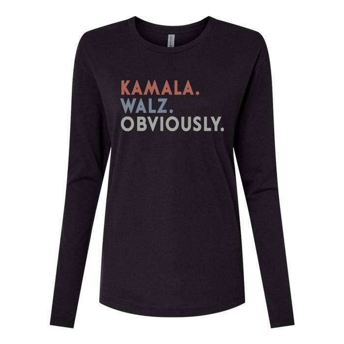 Kamala Harris Tim Walz Obviously Vote Harris Waltz 2024 Womens Cotton Relaxed Long Sleeve T-Shirt