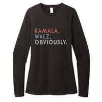 Kamala Harris Tim Walz Obviously Vote Harris Waltz 2024 Womens CVC Long Sleeve Shirt