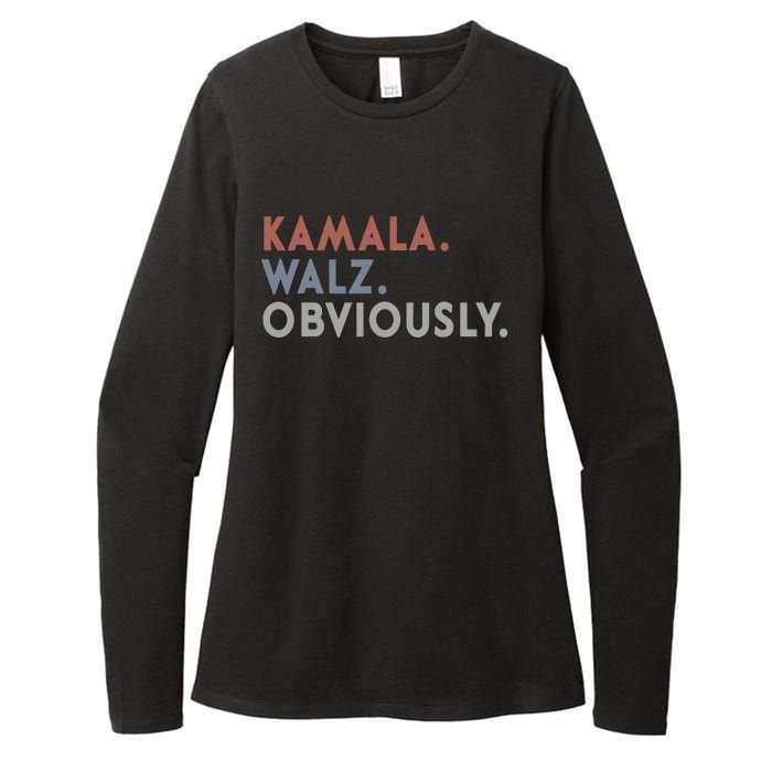 Kamala Harris Tim Walz Obviously Vote Harris Waltz 2024 Womens CVC Long Sleeve Shirt