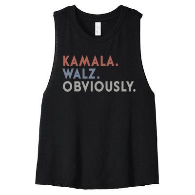 Kamala Harris Tim Walz Obviously Vote Harris Waltz 2024 Women's Racerback Cropped Tank