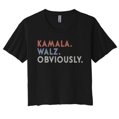 Kamala Harris Tim Walz Obviously Vote Harris Waltz 2024 Women's Crop Top Tee