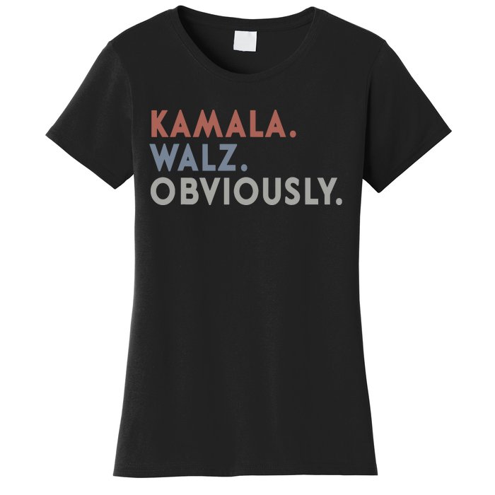 Kamala Harris Tim Walz Obviously Vote Harris Waltz 2024 Women's T-Shirt