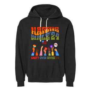 Kamala Harris Tim Walz Waltz Boho Aesthetic Garment-Dyed Fleece Hoodie