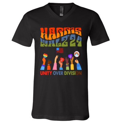 Kamala Harris Tim Walz Waltz Boho Aesthetic V-Neck T-Shirt